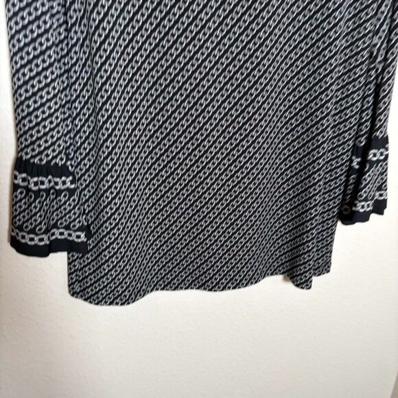 Michael Kors Blouse Women's Small Chain 3/4 Sleeve Flare Career Shirt Top Print - Picture 3 of 9